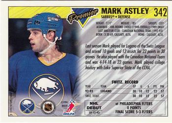 1993-94 Topps Premier - Gold #342 Mark Astley Back