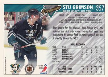 1993-94 Topps Premier - Gold #357 Stu Grimson Back