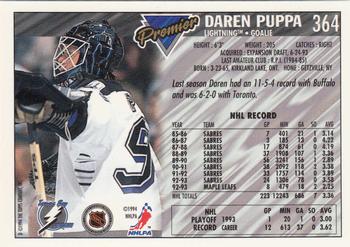 1993-94 Topps Premier - Gold #364 Daren Puppa Back