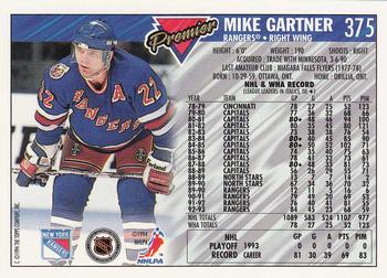 1993-94 Topps Premier - Gold #375 Mike Gartner Back