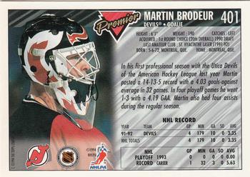1993-94 Topps Premier - Gold #401 Martin Brodeur Back