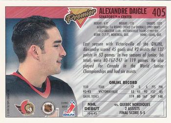 1993-94 Topps Premier - Gold #405 Alexandre Daigle Back