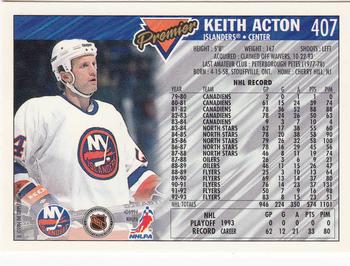 1993-94 Topps Premier - Gold #407 Keith Acton Back