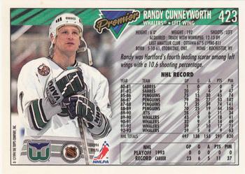 1993-94 Topps Premier - Gold #423 Randy Cunneyworth Back