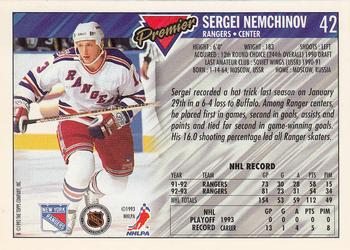 1993-94 Topps Premier - Gold #42 Sergei Nemchinov Back