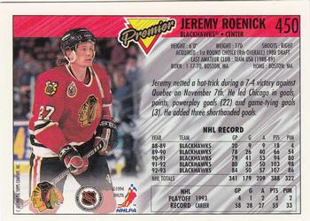 1993-94 Topps Premier - Gold #450 Jeremy Roenick Back
