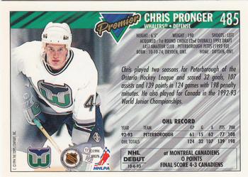 1993-94 Topps Premier - Gold #485 Chris Pronger Back