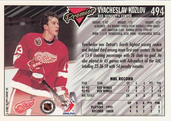 1993-94 Topps Premier - Gold #494 Vyacheslav Kozlov Back
