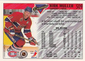 1993-94 Topps Premier - Gold #509 Kirk Muller Back