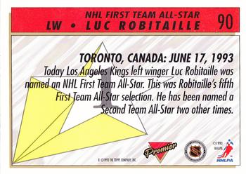 1993-94 Topps Premier - Gold #90 Luc Robitaille Back