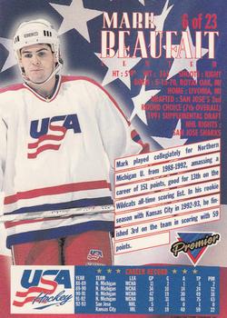 1993-94 Topps Premier - Team USA #6 Mark Beaufait Back
