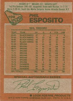 1978-79 Topps #100 Phil Esposito Back