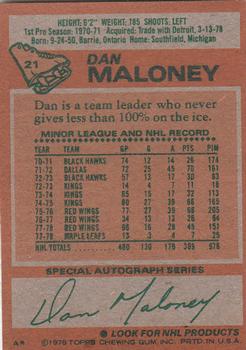1978-79 Topps #21 Dan Maloney Back