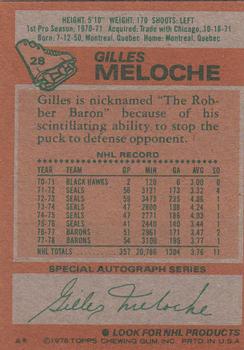 1978-79 Topps #28 Gilles Meloche Back