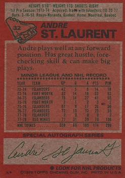 1978-79 Topps #32 Andre St. Laurent Back