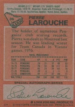 1978-79 Topps #35 Pierre Larouche Back