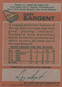 1978-79 Topps #37 Gary Sargent Back