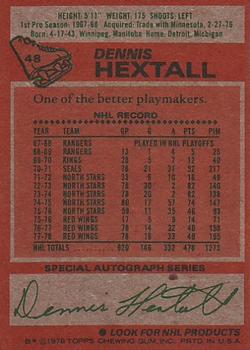1978-79 Topps #48 Dennis Hextall Back