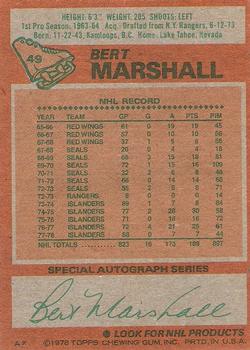 1978-79 Topps #49 Bert Marshall Back