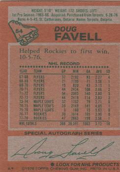 1978-79 Topps #54 Doug Favell Back