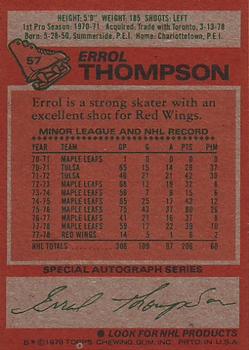 1978-79 Topps #57 Errol Thompson Back