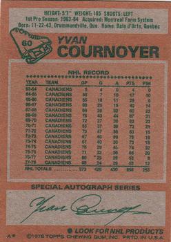 1978-79 Topps #60 Yvan Cournoyer Back