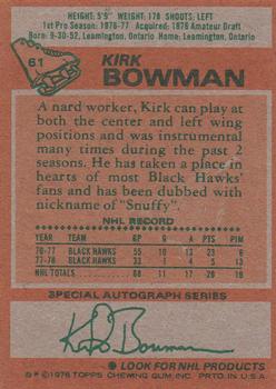 1978-79 Topps #61 Kirk Bowman Back