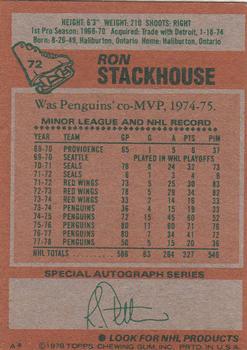 1978-79 Topps #72 Ron Stackhouse Back