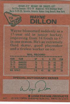 1978-79 Topps #73 Wayne Dillon Back