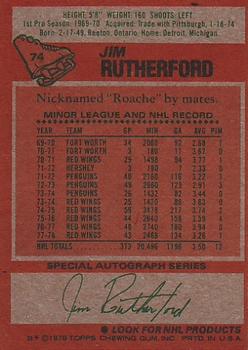 1978-79 Topps #74 Jim Rutherford Back