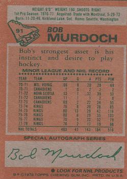 1978-79 Topps #91 Bob Murdoch Back