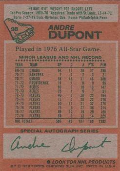 1978-79 Topps #98 Andre Dupont Back