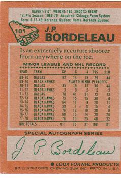 1978-79 Topps #101 J.P. Bordeleau Back