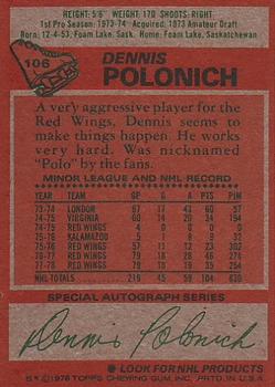1978-79 Topps #106 Dennis Polonich Back