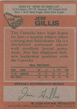 1978-79 Topps #109 Jere Gillis Back
