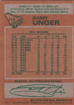 1978-79 Topps #110 Garry Unger Back