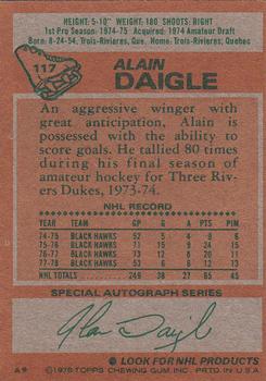 1978-79 Topps #117 Alain Daigle Back