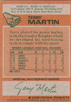 1978-79 Topps #118 Terry Martin Back