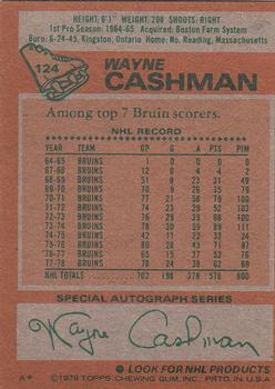 1978-79 Topps #124 Wayne Cashman Back
