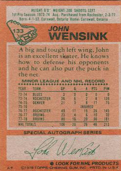1978-79 Topps #133 John Wensink Back