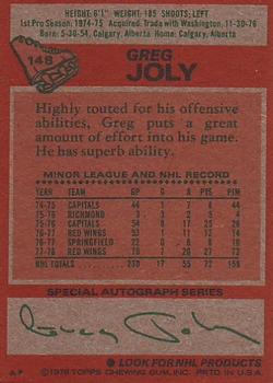 1978-79 Topps #148 Greg Joly Back