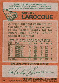 1978-79 Topps #158 Michel Larocque Back