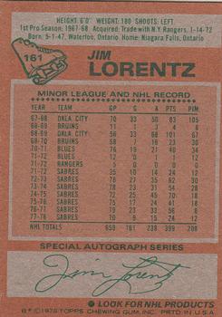 1978-79 Topps #161 Jim Lorentz Back