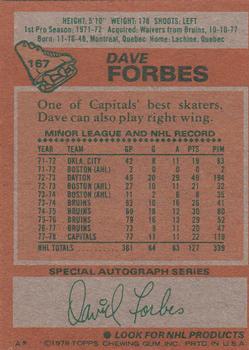 1978-79 Topps #167 Dave Forbes Back