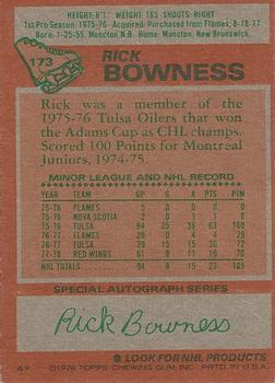 1978-79 Topps #173 Rick Bowness Back