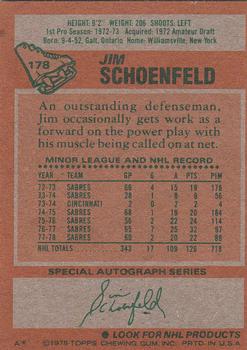 1978-79 Topps #178 Jim Schoenfeld Back
