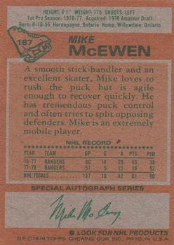 1978-79 Topps #187 Mike McEwen Back