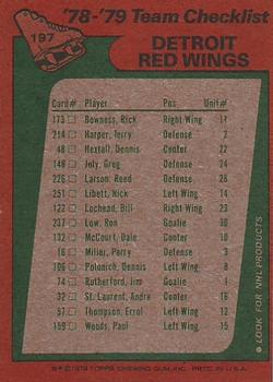 1978-79 Topps #197 Detroit Red Wings Team Back