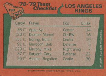 1978-79 Topps #198 Los Angeles Kings Team Back