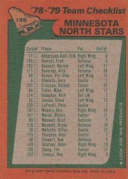 1978-79 Topps #199 Minnesota North Stars Team Back